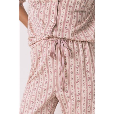 Pijama camisero largo 100% algodón flores rosa