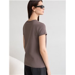 Нарядная футболка с принтом пайетками из премиального хлопка с эластаном