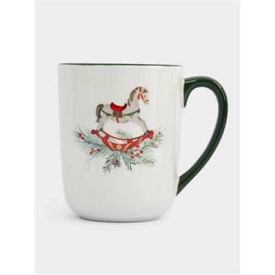 Кружка, 540 мл, керамика D, зеленая, Лошадка, Festival