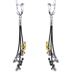 Серьги Объятия (покрытие золото, родий, черный родий), Есть комплект