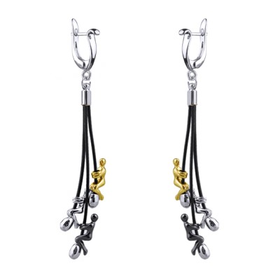 Серьги Объятия (покрытие золото, родий, черный родий), Есть комплект