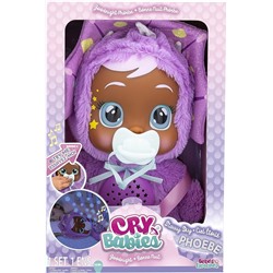 Cry Babies Goodnight Starry Sky Phoebe - 12" Sleepytime Baby Doll | Plays 5 Lullabies and Night Light Starry Sky Projection