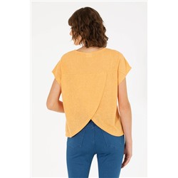 Kadın Turuncu Bisiklet Yaka Tişört