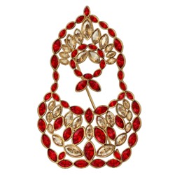 Брошь Матрешка (кристаллы SW красные, шампань; покрытие золото), Есть комплект