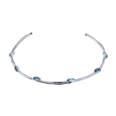 Колье Эйва (кристаллы SW аквамарин; покрытие родий), Есть комплект