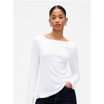 Modern Ribbed Boatneck T-Shirt