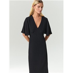 Платье миди из 100% вискозы в горох, PL1722/yanni