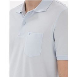 Açık Mavi Regular Fit %100 Pamuk Polo Yaka Basic Tişört