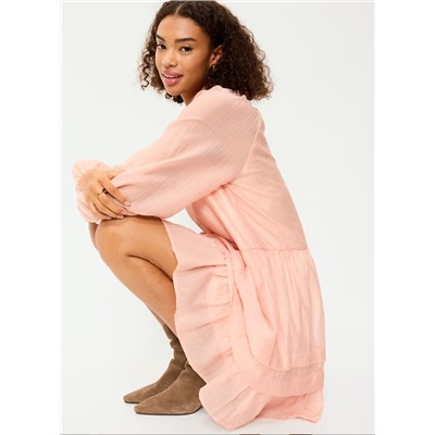 Long-Sleeve Swing Mini Dress