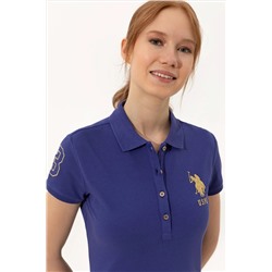 Kadın Mavi Polo Yaka Örme Elbise