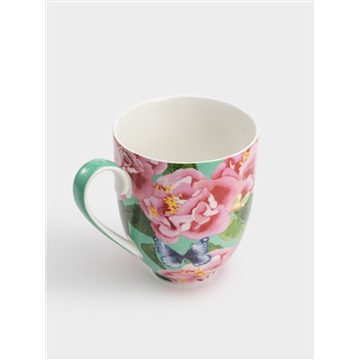 Кружка, 400 мл, с подставкой, Камелии