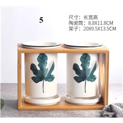 Керамический набор для столовых приборов с деревянной подставкой