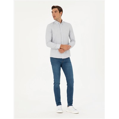 Gri Slim Fit Uzun Kollu Gömlek