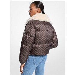 Michael Kors Outlet Logo Print and Sherpa Puffer Jacket