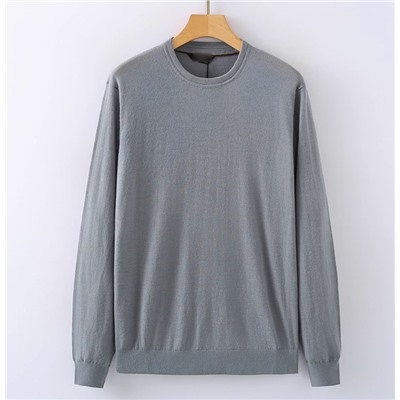 Базовый однотонный вязаный свитер  с круглым вырезом из 100% чистой сверхтонкой мериносовой шерсти