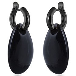 Серьги (смола черная; покрытие черный родий), Есть комплект