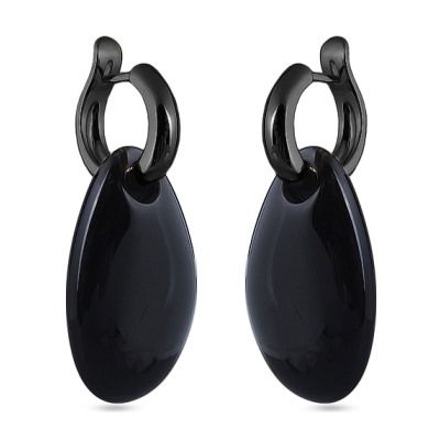 Серьги (смола черная; покрытие черный родий), Есть комплект