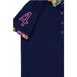 Kız Çocuk Lacivert Basic Polo Yaka Tişört