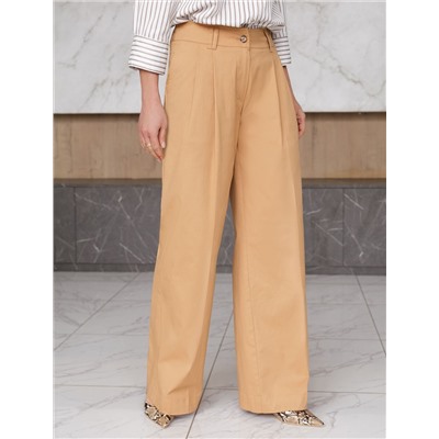 Брюки-палаццо из хлопка с защипами