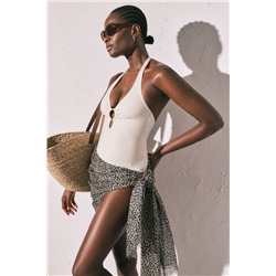 Bañador moldeador escote profundo blanco