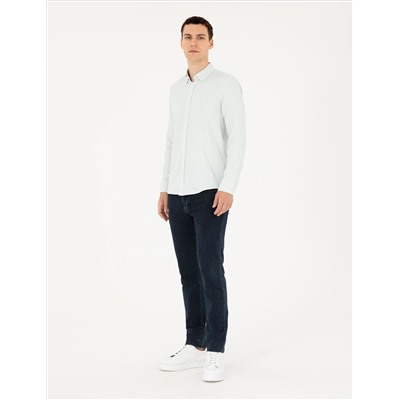 Yeşil Slim Fit Uzun Kollu Gömlek