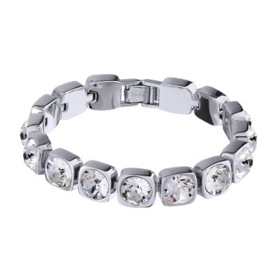 Браслет Теннис (кристаллы SW белые 8мм; покрытие родий) 17-19см, Есть комплект