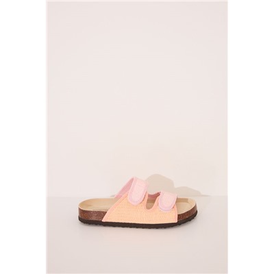 Sandalias bio efecto rafia rosa salmón