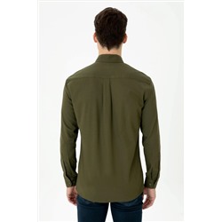 Erkek Haki Uzun Kollu Gömlek