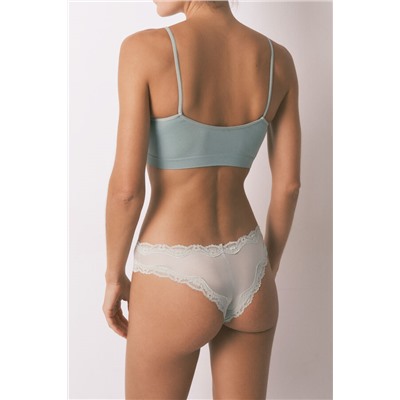 Braga brasileña microfibra y encaje verde