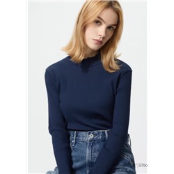 Ribbed High Neck T-Shirt (Long Sleeve)