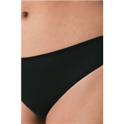 Tanga microfibra rayada y encaje negra