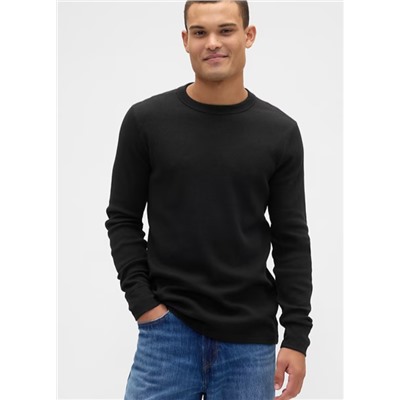 Waffle-Knit Crewneck T-Shirt