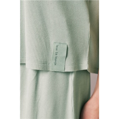 Pijama corto textura waffle verde