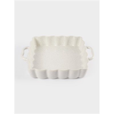 Форма для запекания, 26х26 см, с ручками, керамика, квадратная, белая, в крапинку, Bagel