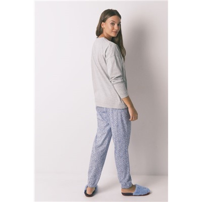 Pijama largo algodón Mickey gris