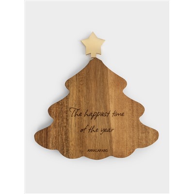 Набор для сыра, 2 пр, доска-блюдо, дерево/сталь, Елка со звездой, Timber
