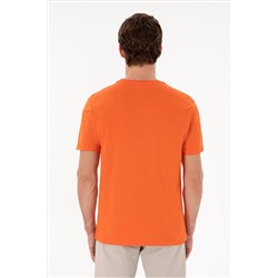 Erkek Regular Fit Bisiklet Yaka Nar Çiçeği Basic Tişört