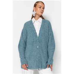 TRENDYOL MODEST Mavi V Yaka Triko Hırka TCTAW24TH00007