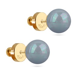 Пусеты Акварель (Майорка голубая 8мм; покрытие золото), Есть комплект