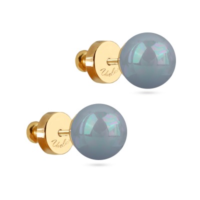 Пусеты Акварель (Майорка голубая 8мм; покрытие золото), Есть комплект