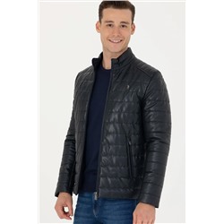 Erkek Lacivert Deri Ceket