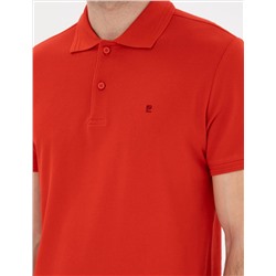 Kırmızı Slim Fit %100 Pamuk Polo Yaka Basic Tişört