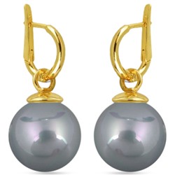 Серьги (Майорка 16мм серо-голубая; покрытие золото), Есть комплект