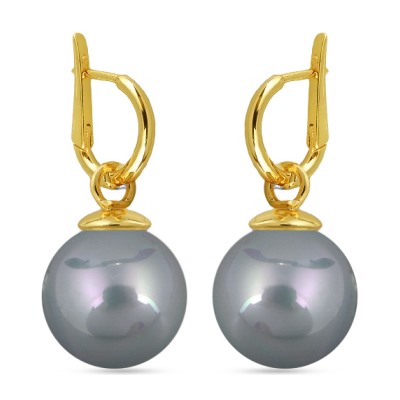 Серьги (Майорка 16мм серо-голубая; покрытие золото), Есть комплект