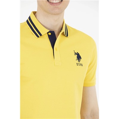 Erkek Koyu Sarı Basic Polo Yaka Tişört