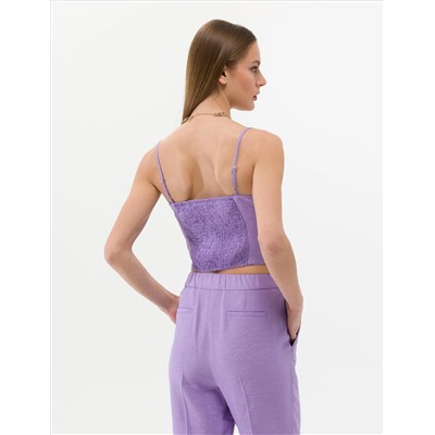 Mor Crop Top Kolsuz Bluz