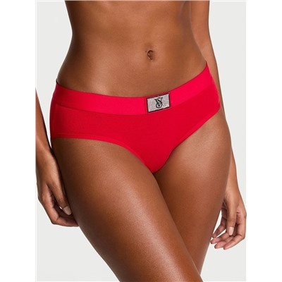 Logo Cotton Shine Patch Velvet Hiphugger Panty