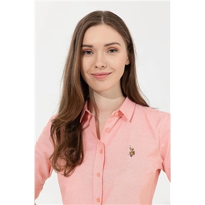 Kadın Somon Uzun Kollu Basic Gömlek