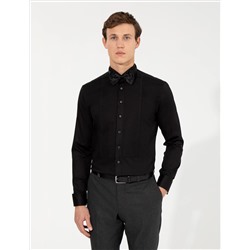 Siyah Slim Fit Smokin Gömlek