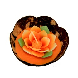 Свеча в кокосовом орехе «Оранжевый лотос» / Orange Lotus coconut candle